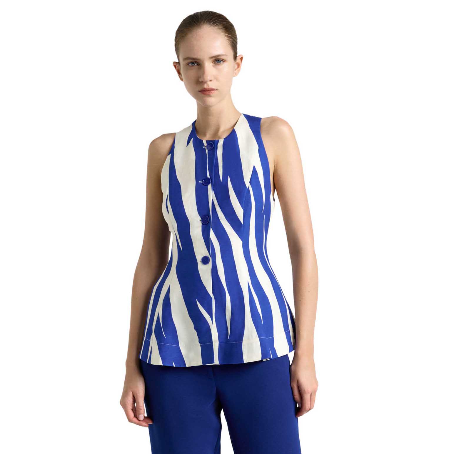 Cue Broken Stripe Peplum Top